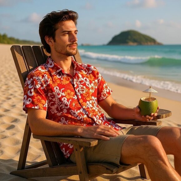 Dungeons & Dragons Wizards of the Coast Logo Woven Hawiian Button-Up Mens 2XL - Picture 6 of 6